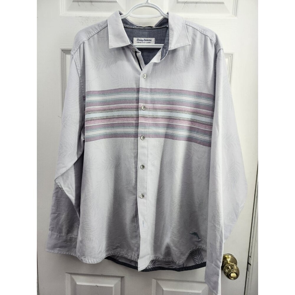 NWT Tommy Bahama Mens Size Large Canyon Beach Flannel Horizon Stripe Shirt NEW